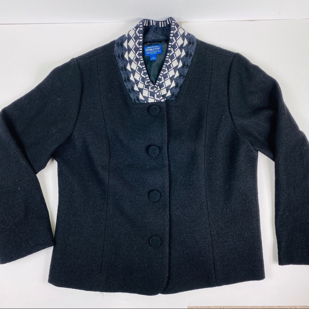 Aztec collar Pendleton black wool blazer